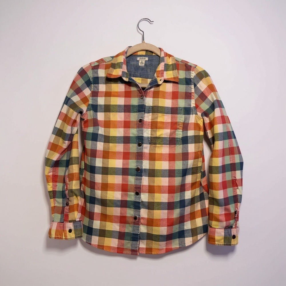 LLBean Women's Plaid Button Up Shirt Multi Color Long Sleeve Casual Top‎ XS